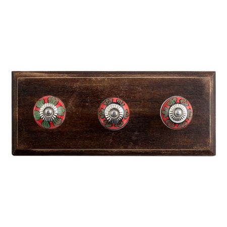 Caladium Bicolor Ceramic Wooden Hooks